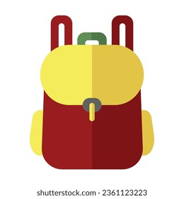 Children school backpack vector. Bag for notebooks of textbooks. Multicolored flat vector icon representing school items concept isolated on white background
