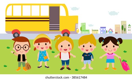 Children and school bus