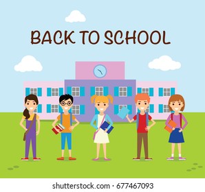 children school cartoon, back to school