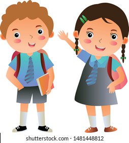 children school cartoon vector illustration