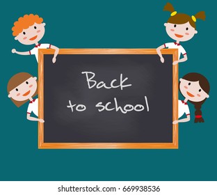 Children School Uniform Back School Background Stock Vector (Royalty ...