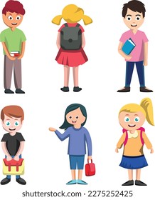 children and school vector art illustration
