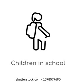 children in school vector line icon. Simple element illustration. children in school outline icon from people concept. Can be used for web and mobile