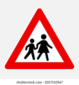 Children school zone - playground ahead vector danger road sign