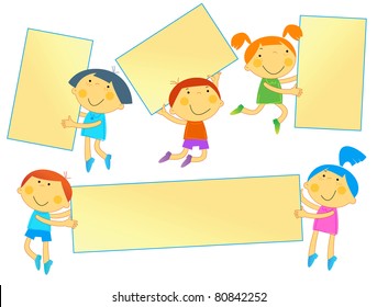 Children school.cheerful, stylish children in motion
