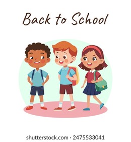 Children are schoolchildren. The "Back to School" design concept. Young students study at school.
A vector illustration drawn by hand.