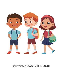 Children are schoolchildren. The "Back to School" design concept. Young students study at school.
Vector illustration hand-drawn isolated on a white background.