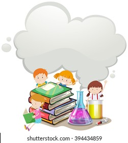 Ilustración de laboratorio de ciencias y niños