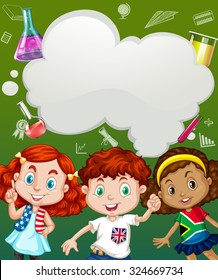 Children and science symbols illustration