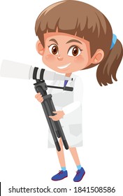 Children in scientist costume cartoon character isolated on white background illustration