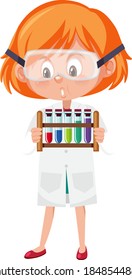 Children in scientist costume cartoon character isolated on white background illustration