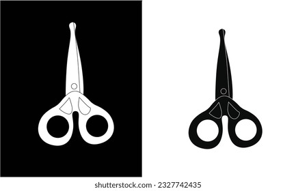 Children scissors cartoon vector illustration. Scissors isolated on white background. Tool for cutting or handmade work. Flat vector isolated on white. School concept.