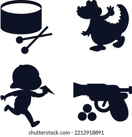 children scissors skills isolated vector Silhouettes