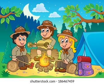 Children scouts theme image 4 - eps10 vector illustration.