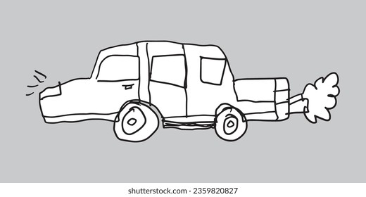 Kinder skizzieren Sketch Doodle des Autos. Vektorgrafik, leicht zu verändern. 