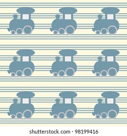 Children seamless background with blue train