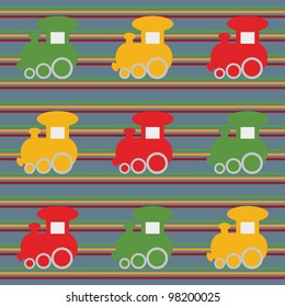Children seamless background with color trains