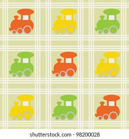 Children seamless background with color trains