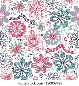 children seamless floral pattern