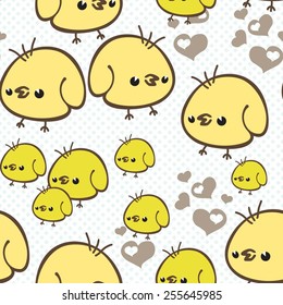 Children seamless pattern with chickens and flowers for the textile, fabric samples, paper