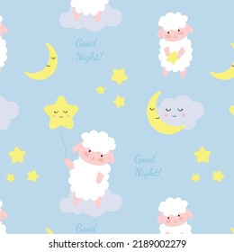 Children Seamless Vector, Baby Boy and Girl, Sheep Pattern with rainbows and clouds ideal for textile, printing, wrappings, books, cards