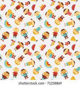 Children seamless vector pattern