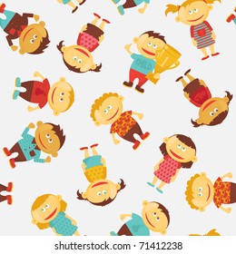 Children seamless vector pattern