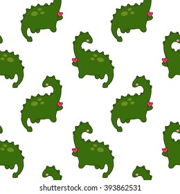 children seamless vector pattern with cute dinosaurs