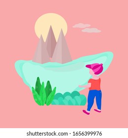 Children see view pyramid with abstract background pattern vector illustration graphic design 