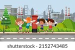 Children sending letters with postbox illustration