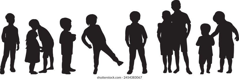 children set silhouette on white background vector