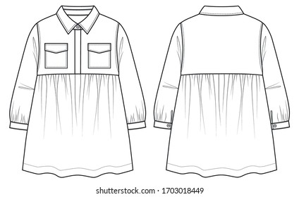 Children Shirt Design Vector Sketchlong Sleeve Stock Vector (Royalty ...