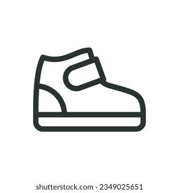 Icono aislado de zapatos para niños, icono del vector del calzado para bebés con trazo editable