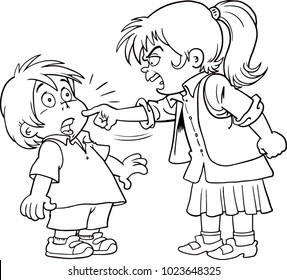 Children shouting to each other boy and girl arguing