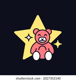 Children show RGB color icon for dark theme. Kid entertainment performance. Teletoon genre. Family animation. Isolated vector illustration on night mode background. Simple filled line drawing on black