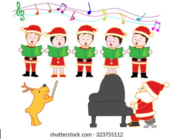 Children showing a chorus in Christmas concert