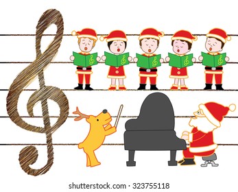 Children showing a chorus in Christmas concert