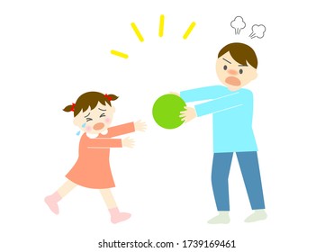 children sibling quarrel illustration, vector