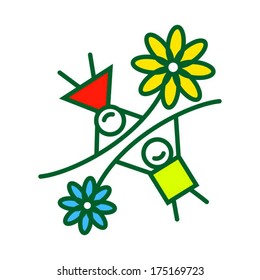 Children Sign: Boy Girl Daisy Flowers Delight Children. Vector Illustration.
Logo Vector Corporate Logo Isolated On White Background