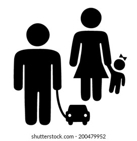 Children sign, girl and boy with toys