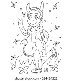 the children sign horoscope hand drawing outline doodle coloring isolated on the white background.