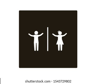 children sign or Kids sign. Boy and girl hands up sign, gender symbols, vector illustration.