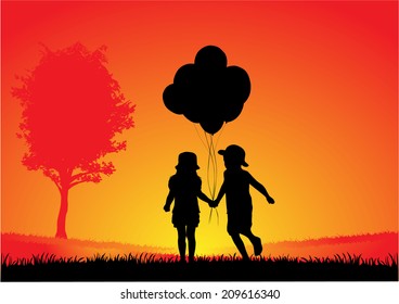 children silhouette