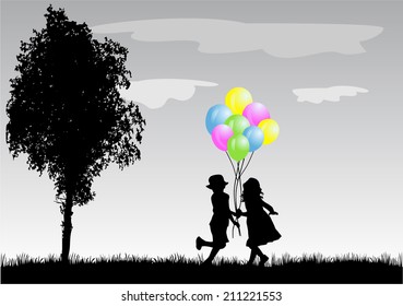 children silhouette