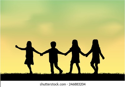 children silhouette