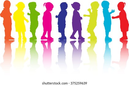Children silhouette. 