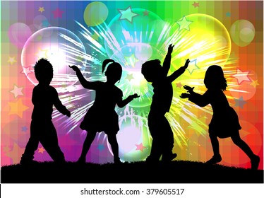 Children silhouette.