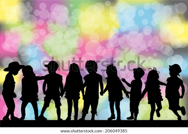 Children Silhouette Stock Vector (Royalty Free) 206049385 | Shutterstock