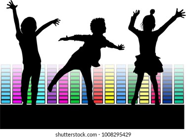 Children silhouette. Abstract background.
