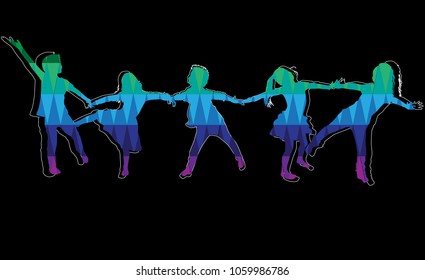 Children silhouette. Abstract background.